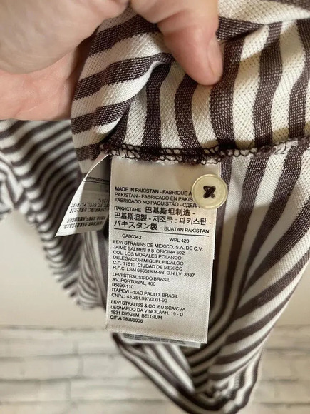 NWT!! Levi's Men's Polo Shirt Brown/white Striped 100% Cotton Casual Size Small - Picture 5 of 5